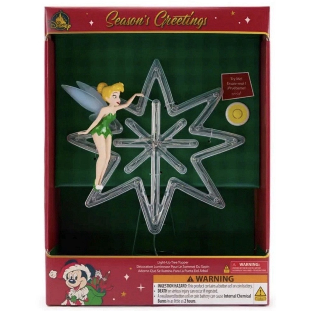 Disney Parks Tinker Bell Light-Up Holiday Tree Topper – Peter Pan 2025 Christmas